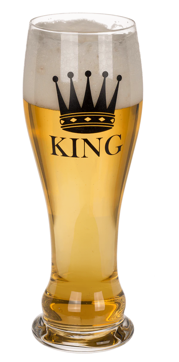 Set Real de 2 Vasos para Parejas - "King & Queen" (Jarra de Cerveza y Copa de Vino)