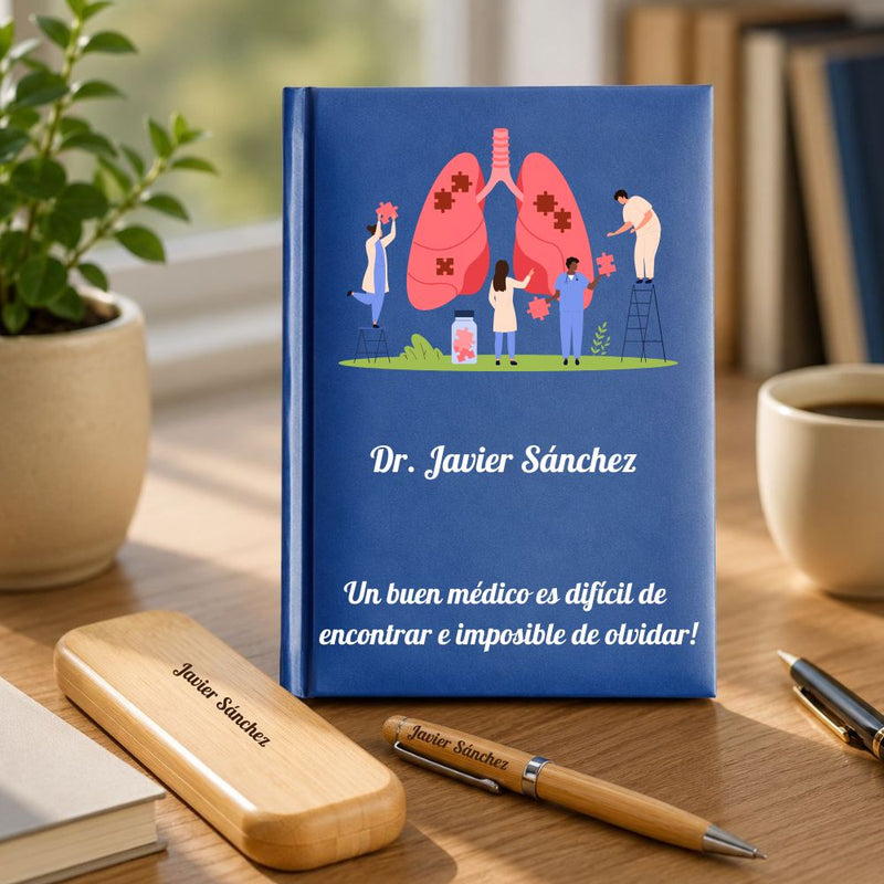 Regalo para Neumólogo - Agenda Personalizada + Set de Escritura Meteoris - Regalos con Alma