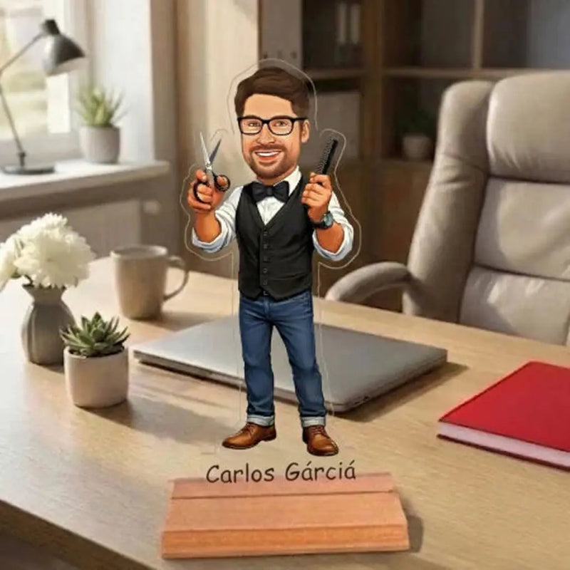 Caricatura Barbero - Estatua Personalizada tipo Trofeo Meteoris - Regalos con Alma