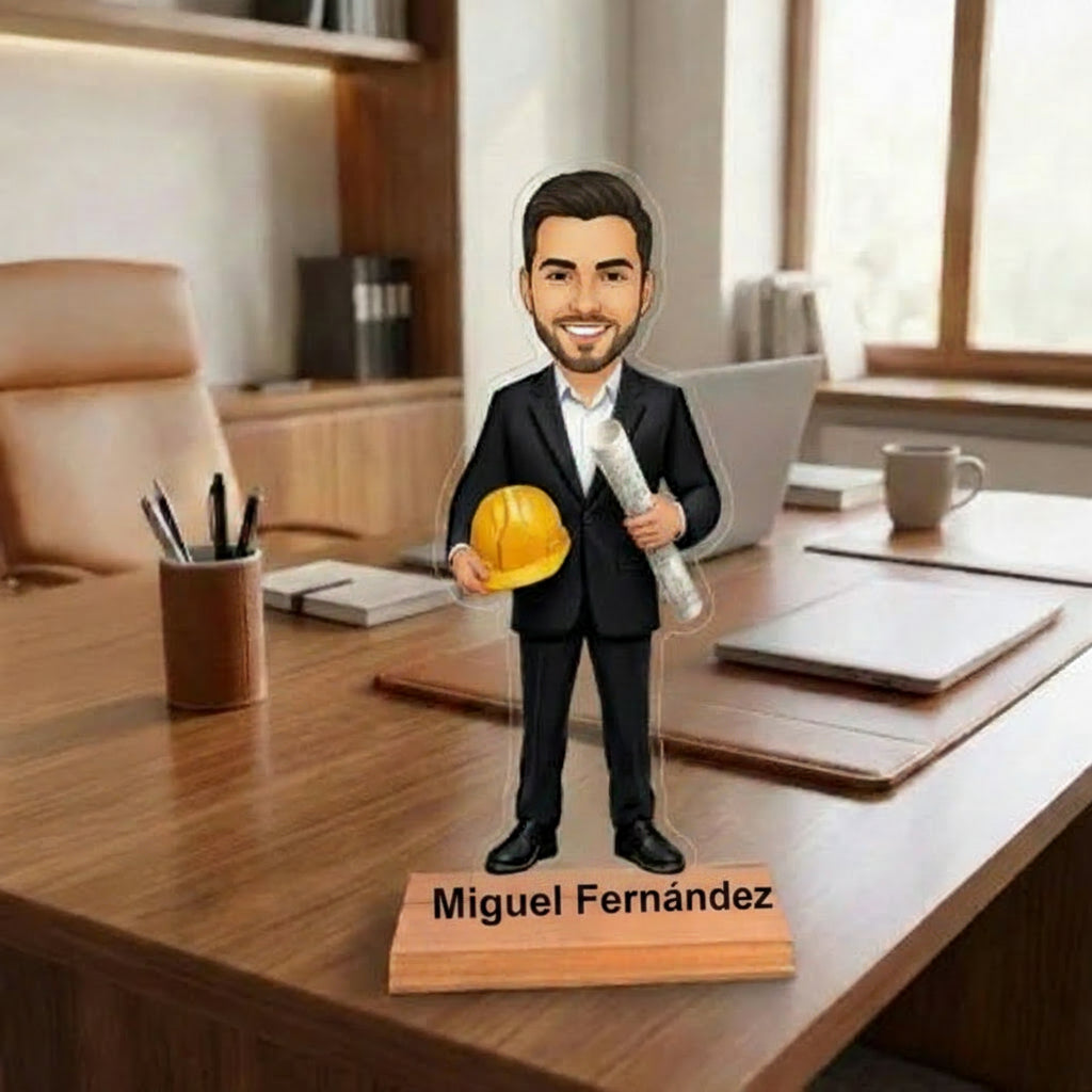 Caricatura Ingeniero / Arquitecto - Estatua Personalizada tipo Trofeo