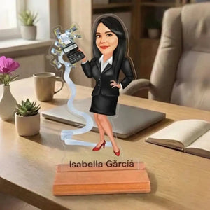 Caricatura "Jefa de las Finanzas" - Estatua Personalizada tipo Trofeo Meteoris - Regalos con Alma