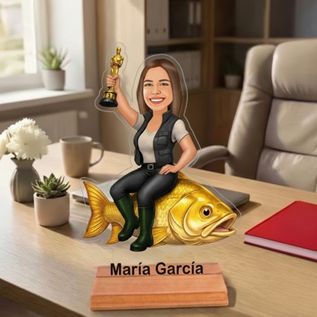 Caricatura Pescadora - Estatua Personalizada tipo Trofeo