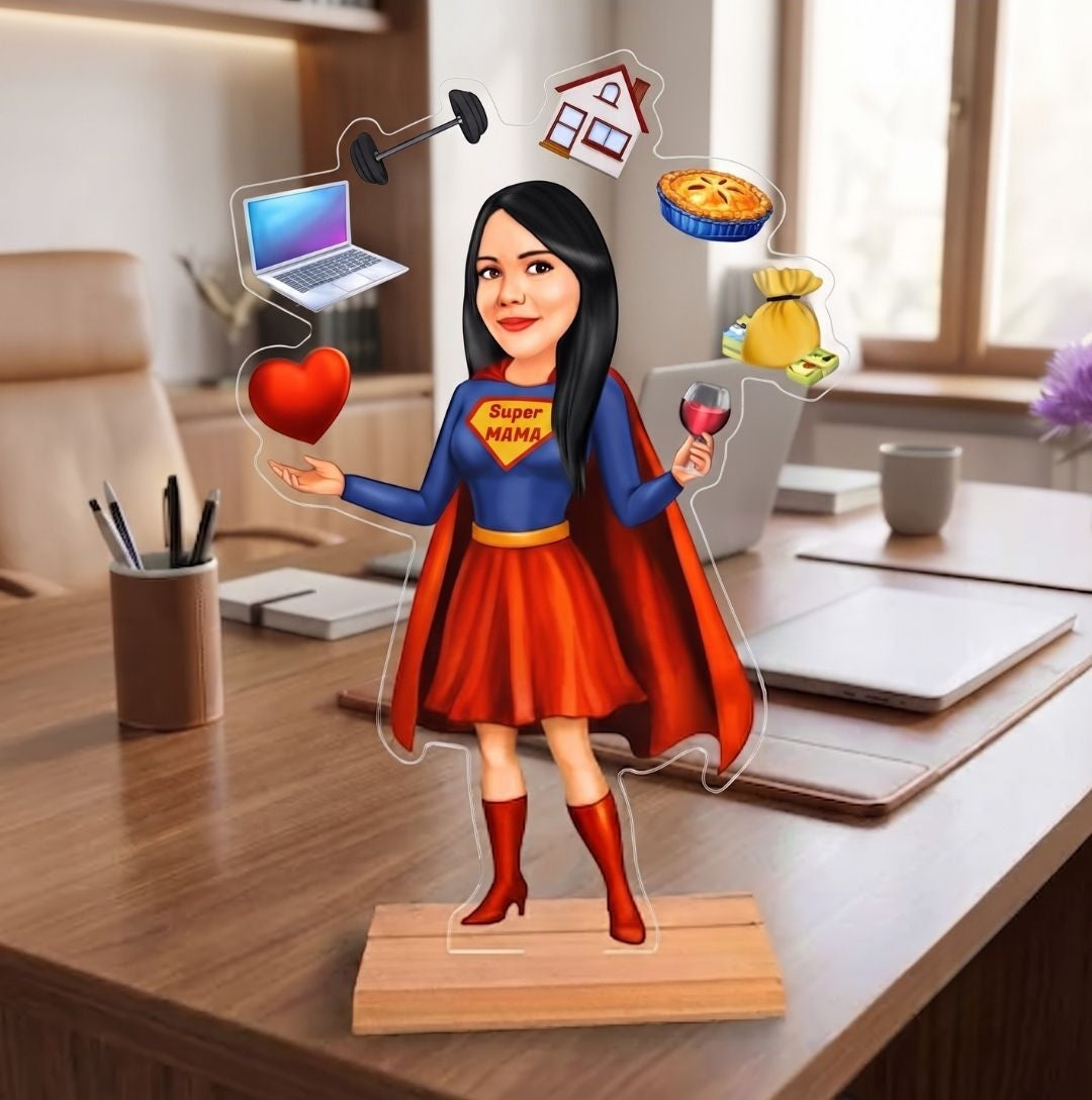 Caricatura Super Mamá - Estatua Personalizada tipo Trofeo