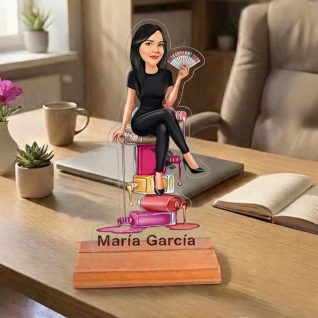 Caricatura Técnica de Uñas - Estatua Personalizada tipo Trofeo
