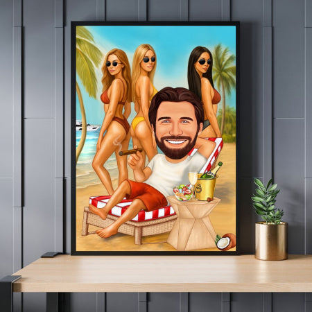 Caricatura Don Juan en la playa