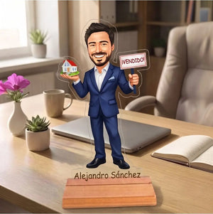 Caricatura de Agente Inmobiliario - Estatua Personalizada tipo Trofeo Meteoris - Regalos con Alma