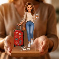 Caricatura de Chica Viajera - Estatuilla Personalizada tipo Trofeo