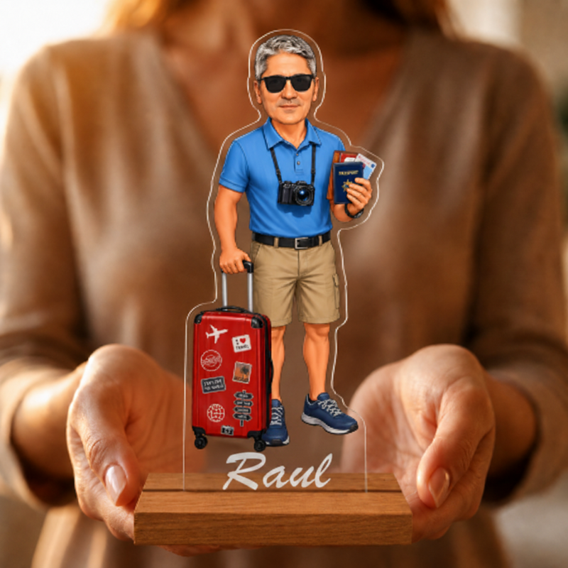Caricatura de Chico Viajero.. - Estatuilla Personalizada tipo Trofeo