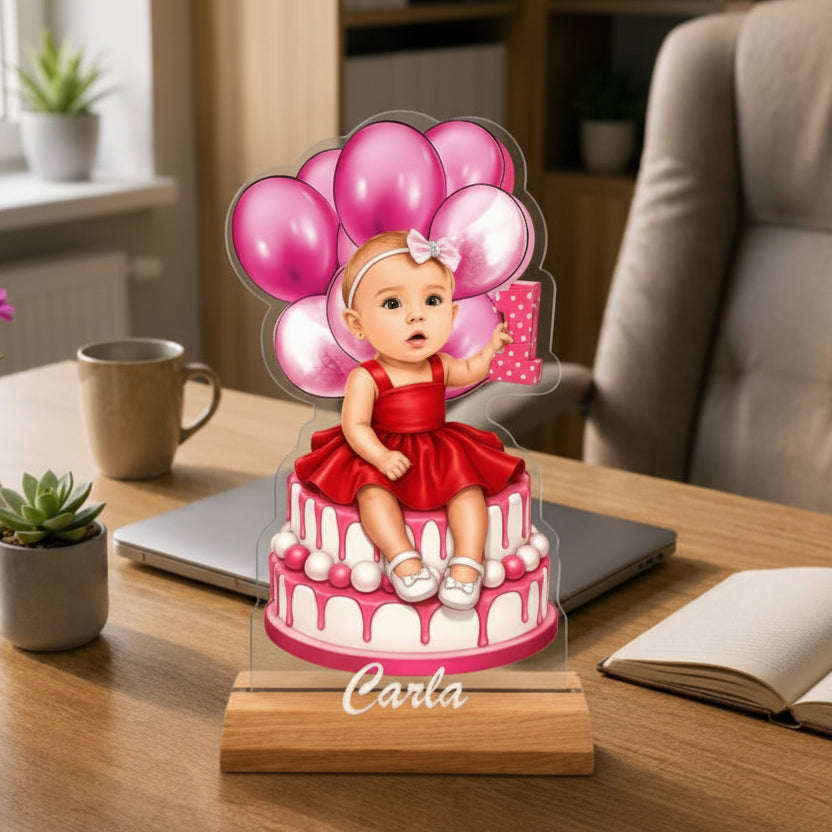 Caricatura de Cumpleaños para Niña - Figura Personalizada tipo Trofeo