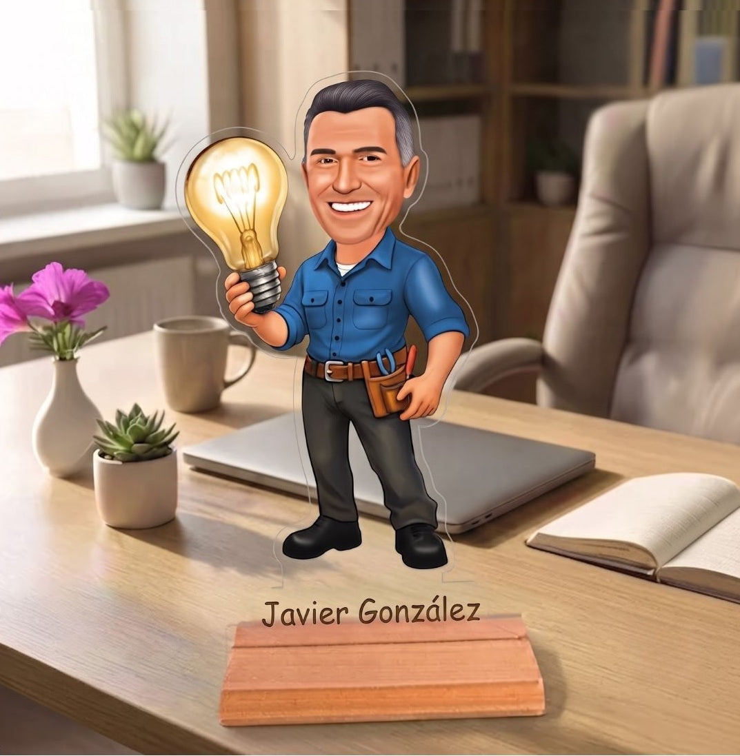 Caricatura de Electricista - Estatua Personalizada tipo Trofeo