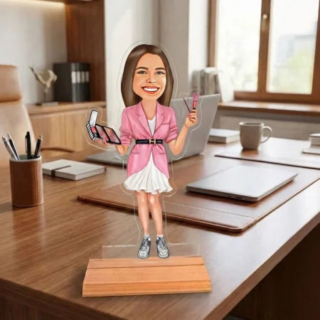 Caricatura de Maquilladora - Estatua Personalizada tipo Trofeo