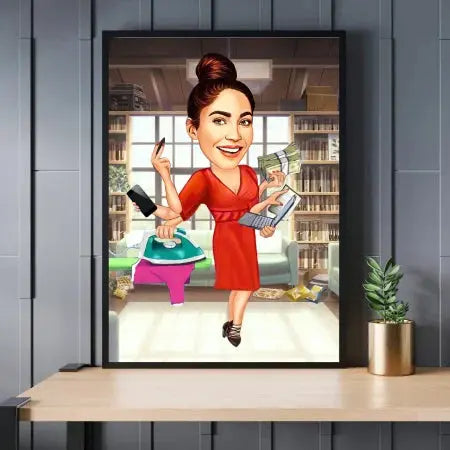 Caricatura de "Mujer Multitasking" Meteoris - Regalos con Alma