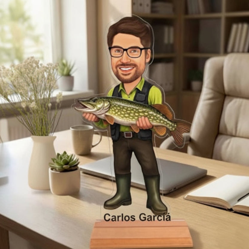Caricatura de Pescador/a - Estatua Personalizada tipo Trofeo