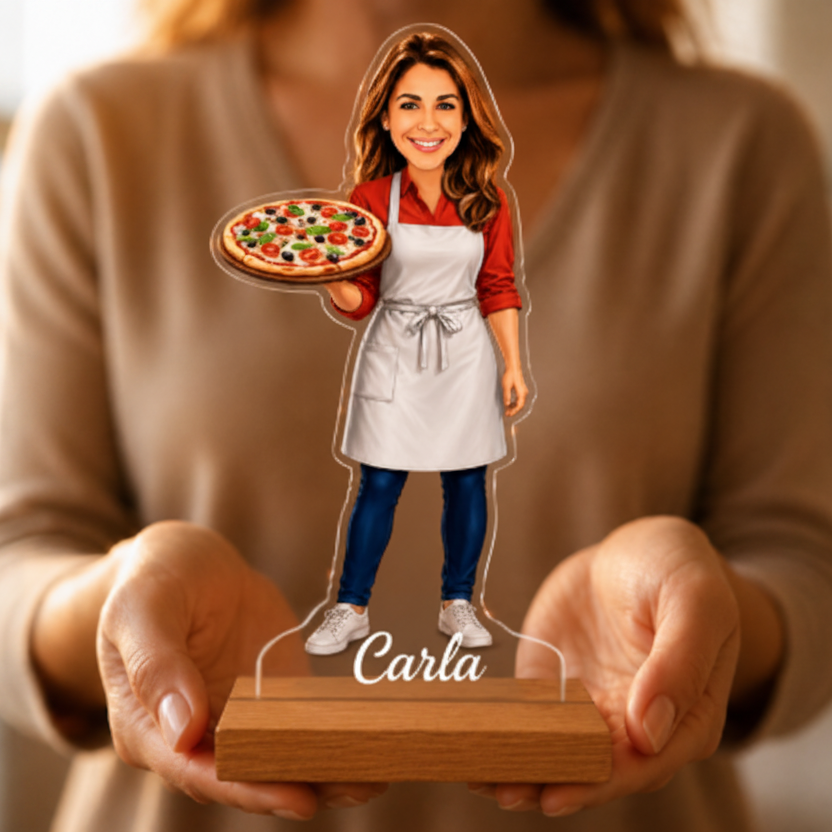 Caricatura de Pizzero - Estatuilla Personalizada tipo Trofeo
