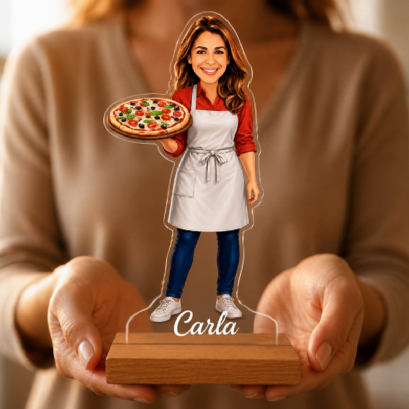 Caricatura de Pizzero - Estatuilla Personalizada tipo Trofeo