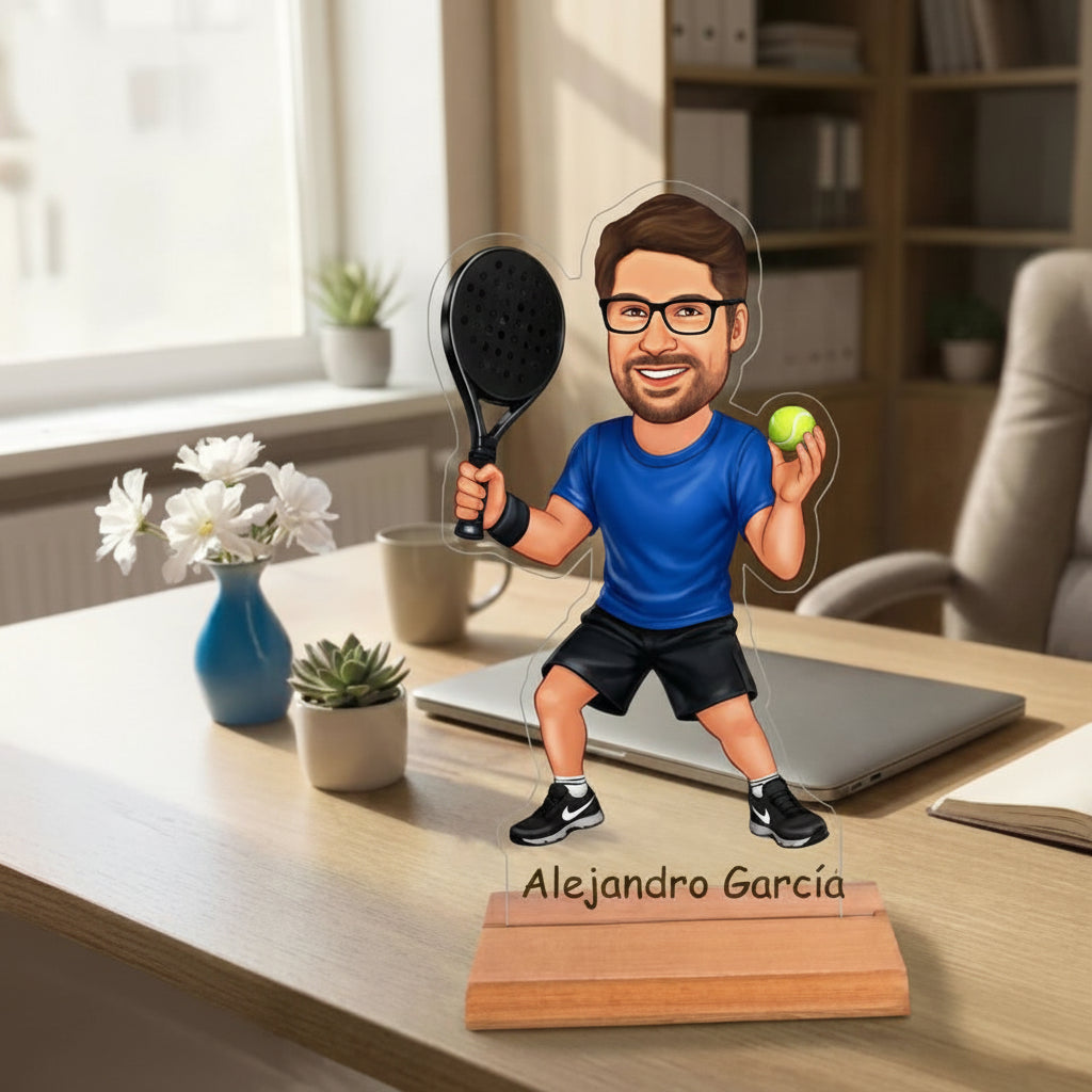 Caricatura de Tenista / Jugador de Padel - Estatua Personalizada tipo Trofeo