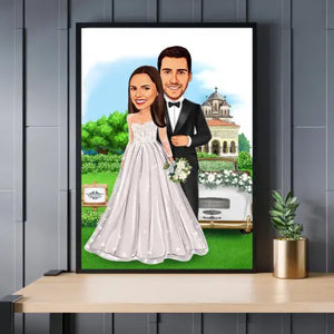 Caricatura de boda Meteoris - Regalos con Alma