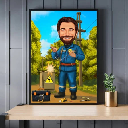 Caricatura de electricista