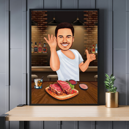 Caricatura de maestro de la barbacoa