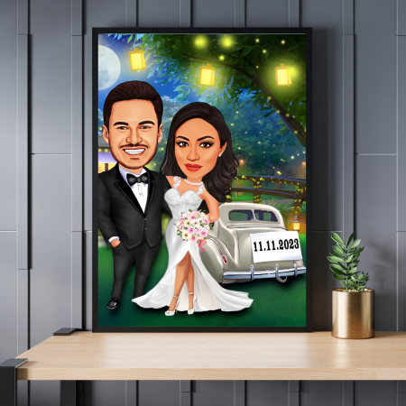 Caricatura de pareja - Save the date