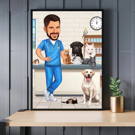 Caricatura de veterinario