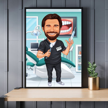 Caricatura personalizada para dentista