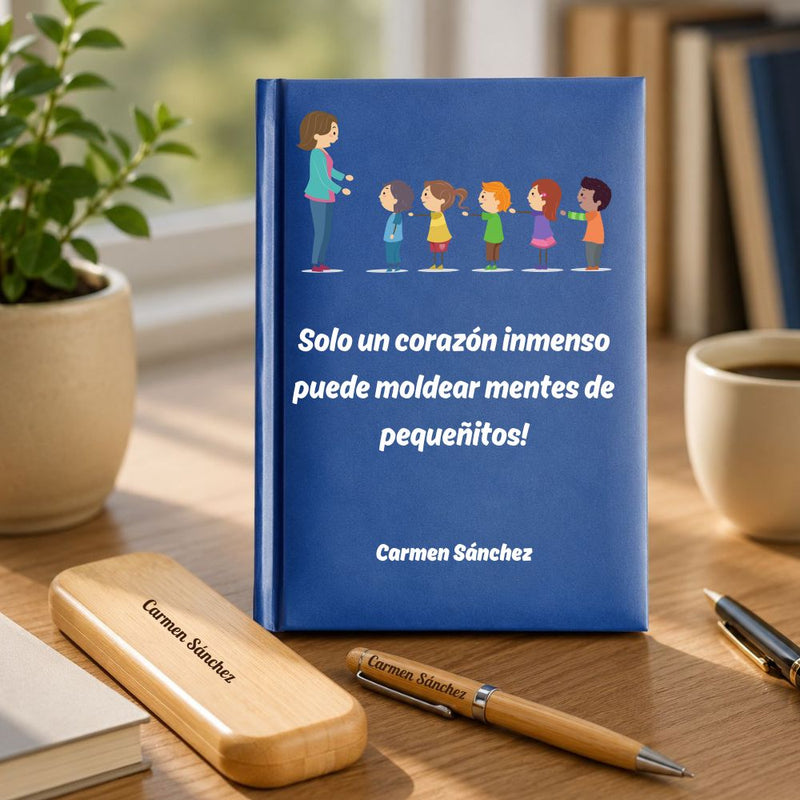 Regalo para Profesoras: Agenda personalizada y juego de escritura Meteoris - Regalos con Alma