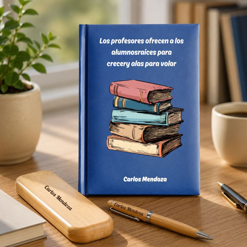 Regalo para Profesor: Agenda personalizada y set de escritura Meteoris - Regalos con Alma