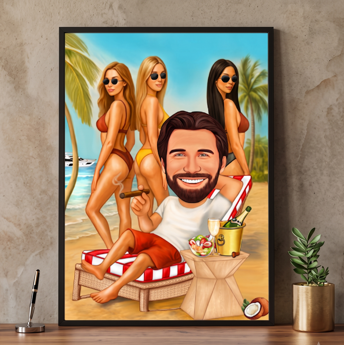 Caricatura Don Juan en la playa