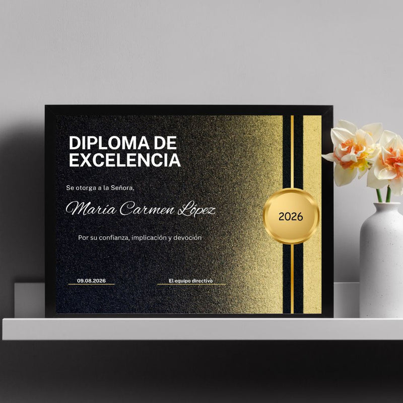 Marco de Fotos Personalizado - Certificado de Excelencia Meteoris - Regalos con Alma
