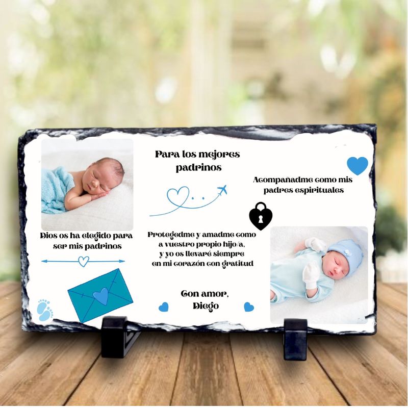 Pizarra personalizada para padrinos: Recuerdo de mi bautizo