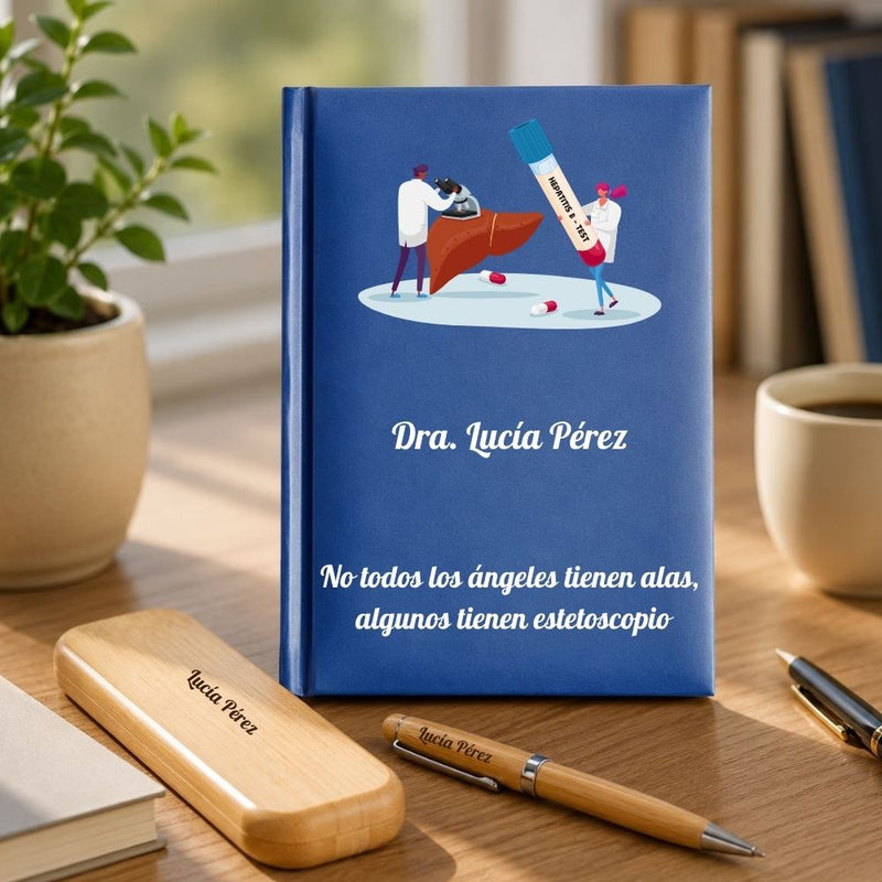 Regalo para Hepatólogo - Agenda Personalizada + Set de Escritura Meteoris - Regalos con Alma