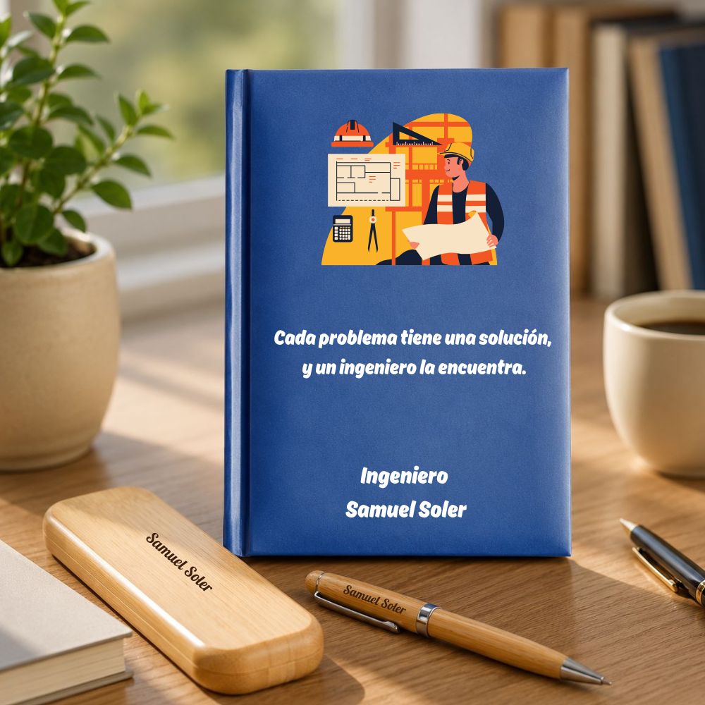 Regalo para Ingeniero: Agenda personalizada y set de escritura