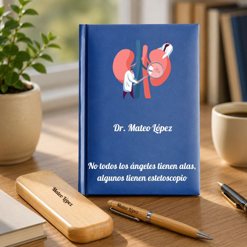 Regalo para Nefrólogo - Agenda Personalizada + Set de Escritura Meteoris - Regalos con Alma