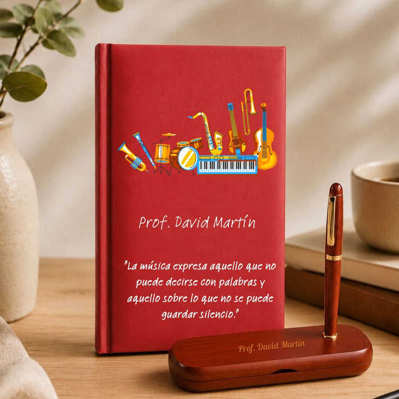 Regalo para Profesor de Música Agenda personalizada y set de escritura Meteoris - Regalos con Alma