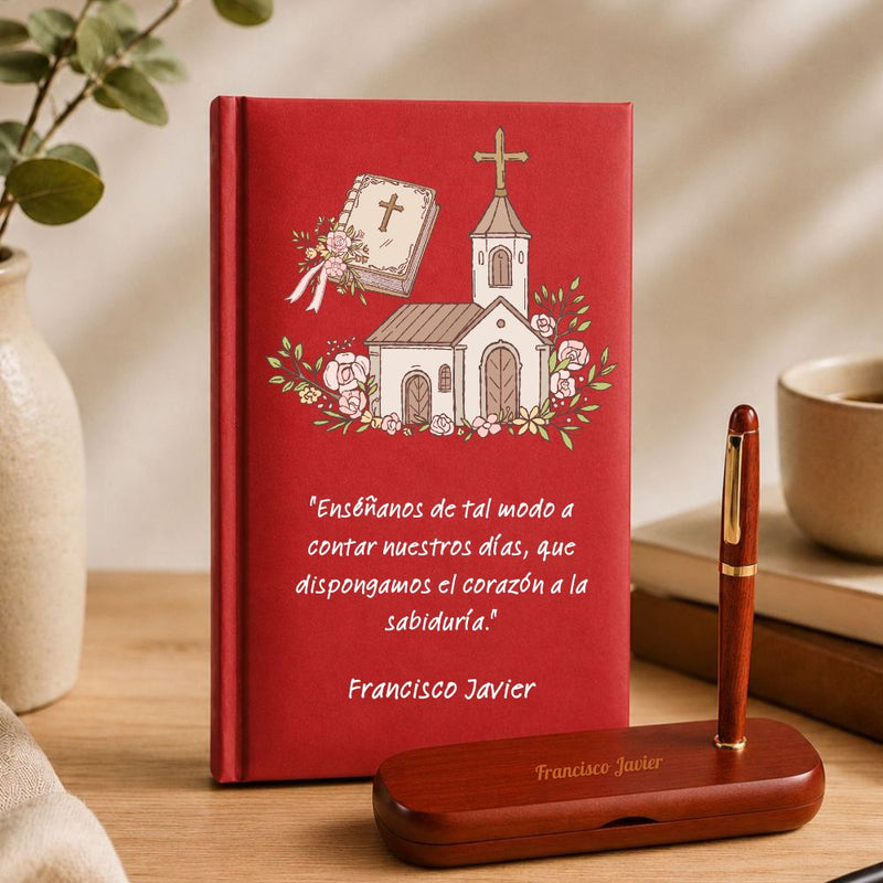 Regalo para Profesor de Religión Agenda personalizada y set de escritura Meteoris - Regalos con Alma