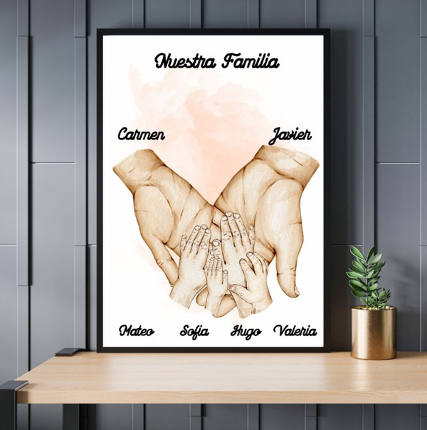 Cuadro Personalizado "Nuestra Familia" (6 Personas) - Impresión Fotográfica y Enmarcada Meteoris - Regalos con Alma