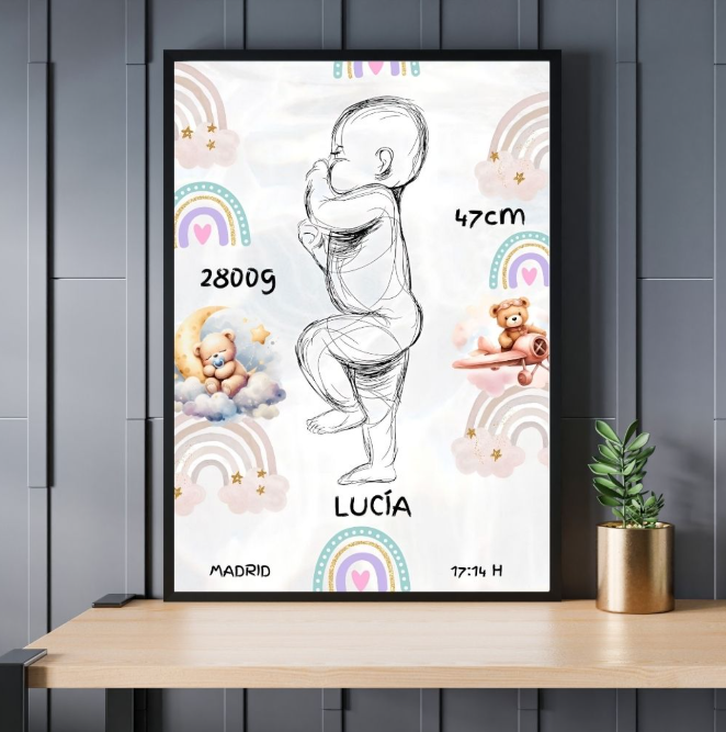 Cuadro para Recién Nacida - Niña Meteoris - Regalos con Alma