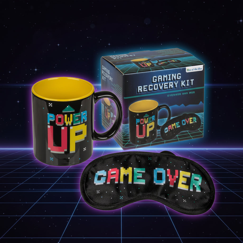 Set de regalo para Gamer: Taza temática y antifaz para dormir