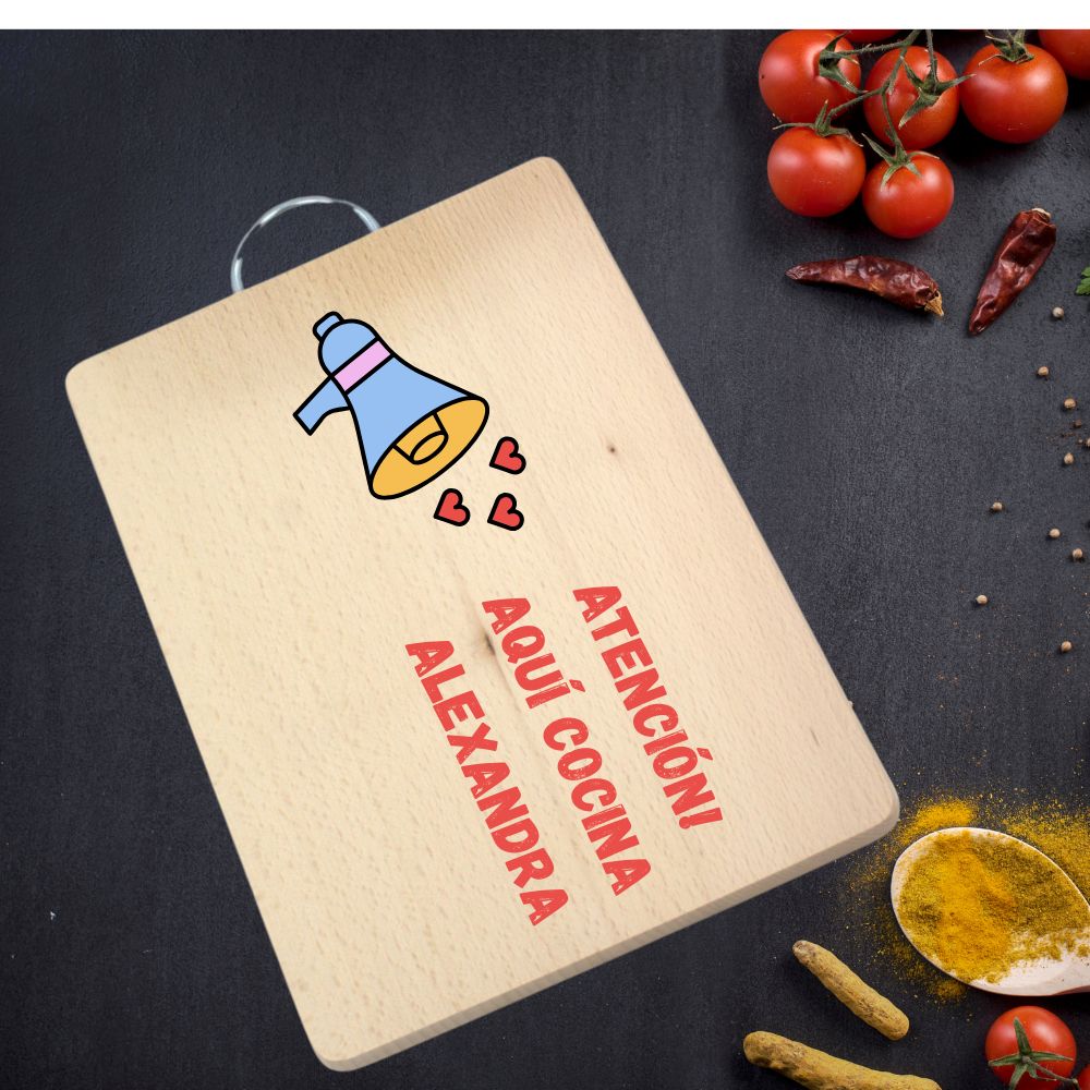 Tabla de cocina personalizada: Atención! Aquí cocina