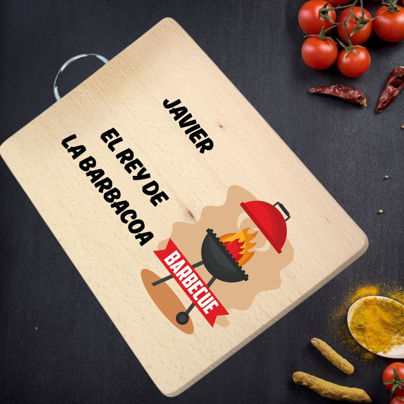 Tabla de madera personalizada: "El Rey de la Barbacoa" Meteoris - Regalos con Alma
