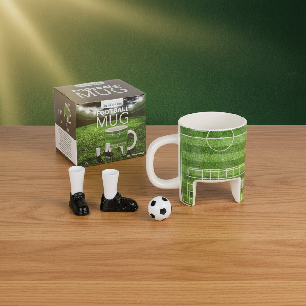Taza de fútbol con balón y botas: Taza temática original