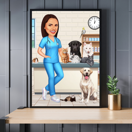 Caricatura de veterinaria